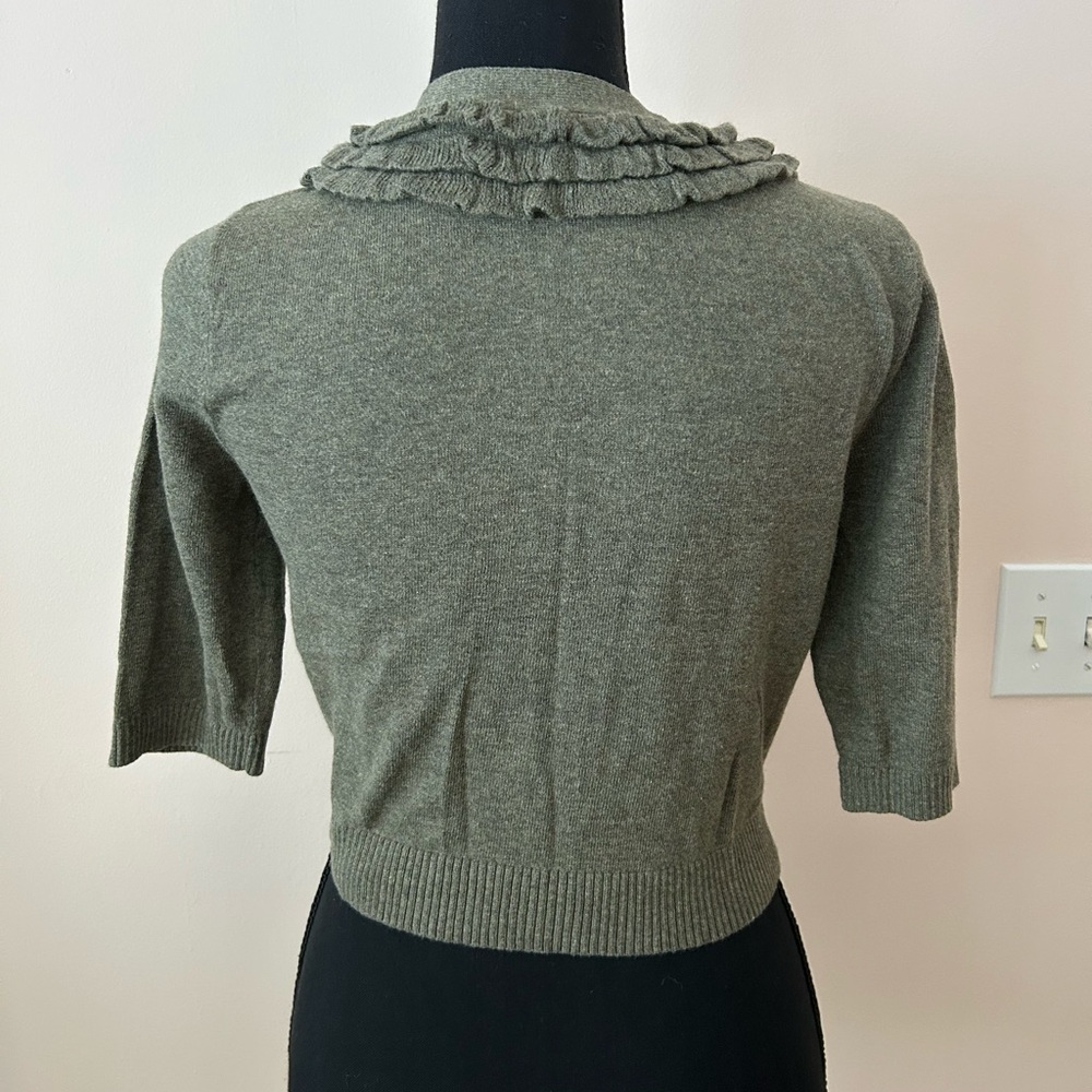 MOTH Goffered Front Ruffle Cardigan Cropped Sweater - Size S - Picture 4 of 8